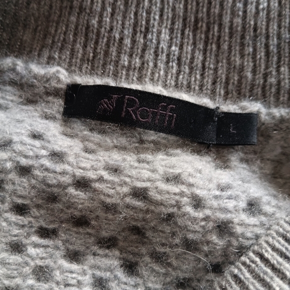 RAFFI 100% Cashmere Knit + Crochet Sweater L - Picture 4 of 5